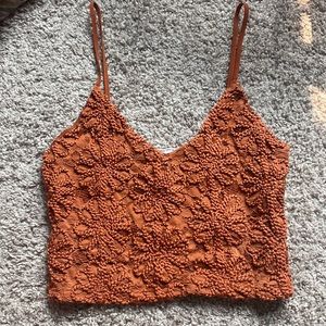 Zara Flower Textured Design Western Tank Top Size S